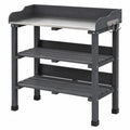 Table de jardinage 100 x 55 x 117 cm en bois noir avec plan de travail galvanisé et étagères