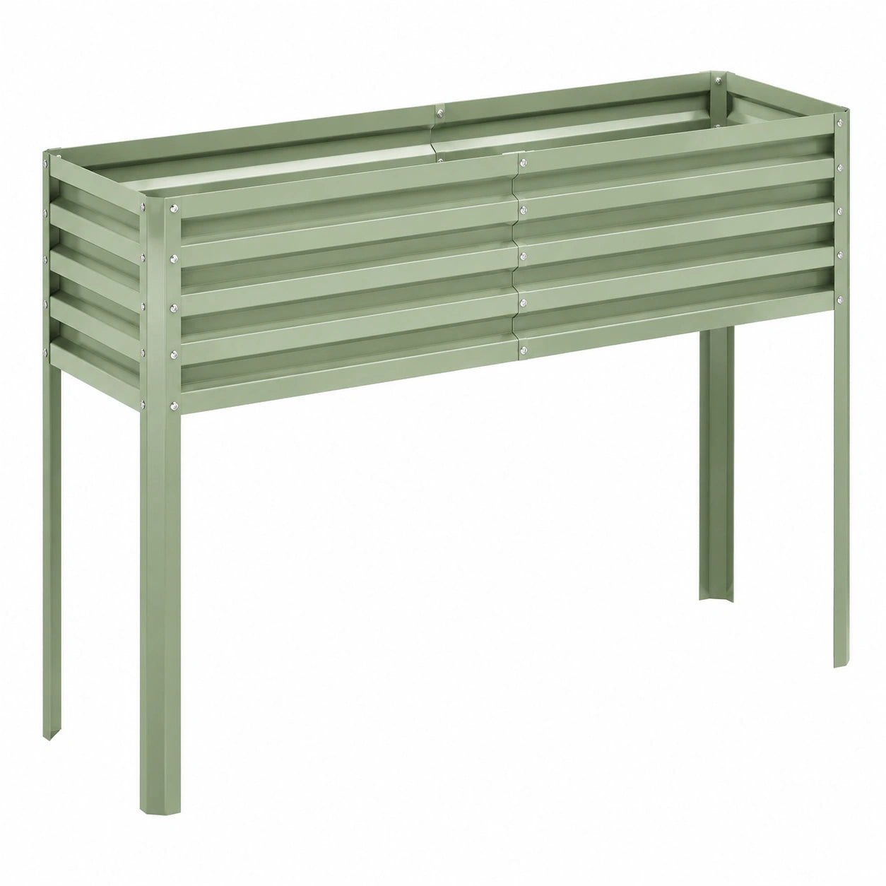 Jardinière surélevée 120 x 40 x 80 cm en acier vert pour culture extérieure