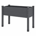 Jardinière surélevée 100 x 50 x 80 cm en plastique gris anthracite pour culture extérieure