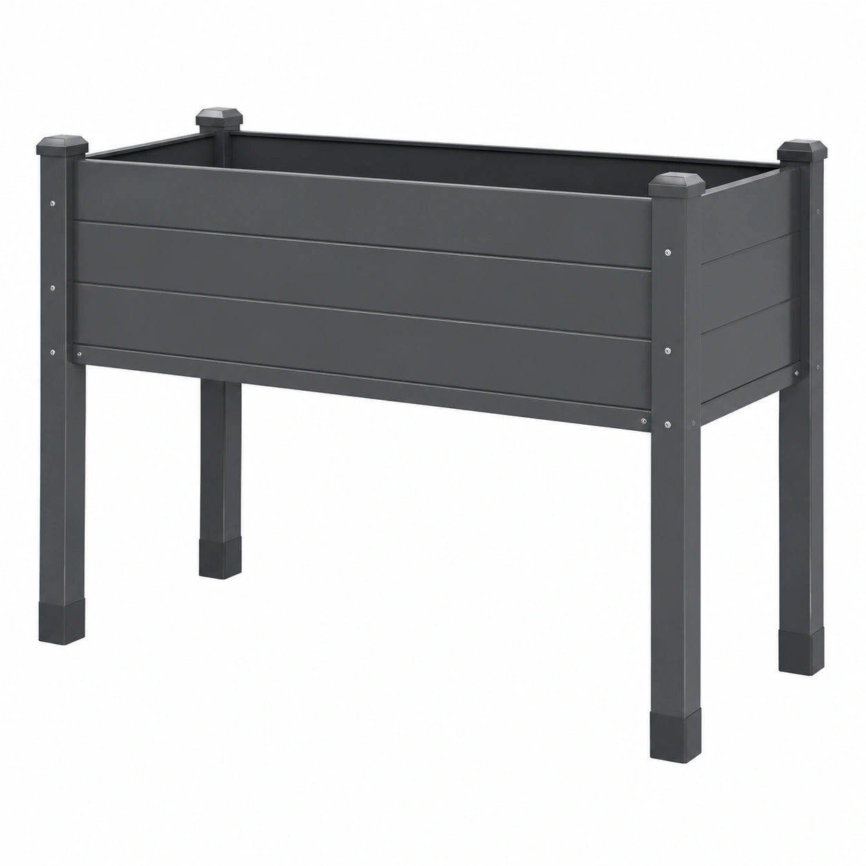 Jardinière surélevée 100 x 50 x 80 cm en plastique gris anthracite pour culture extérieure
