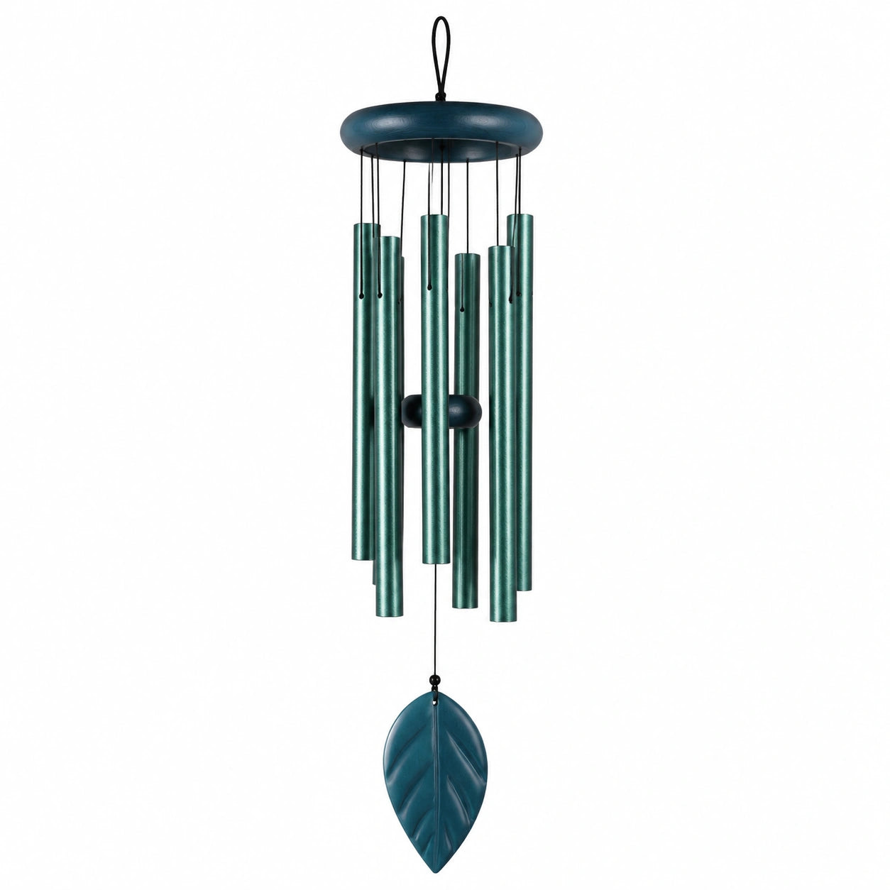 Carillon éolien 90 cm en métal vert bleu pour décoration intérieure et extérieure