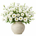 Composition florale artificielle en pot 75 cm fleurs blanches vase en céramique décoratif