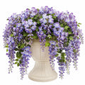 Plante artificielle en pot Glycine 95 cm violet vert blanc pour décoration intérieure