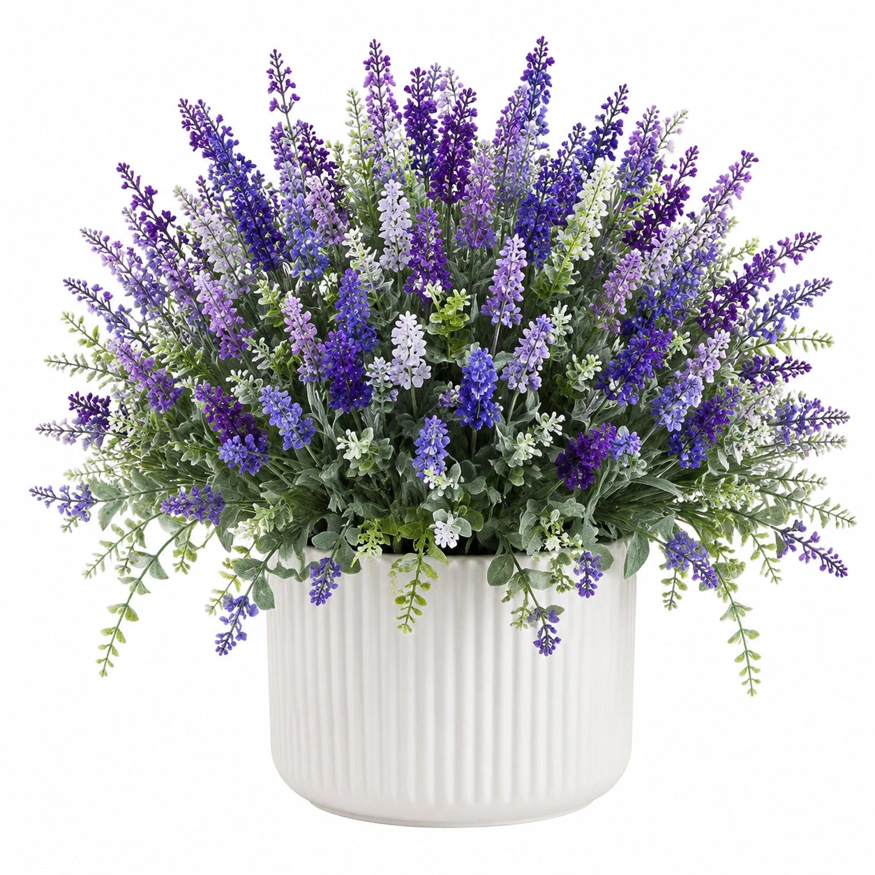 Plante artificielle en pot 48 cm polyester violet blanc pour décoration intérieure