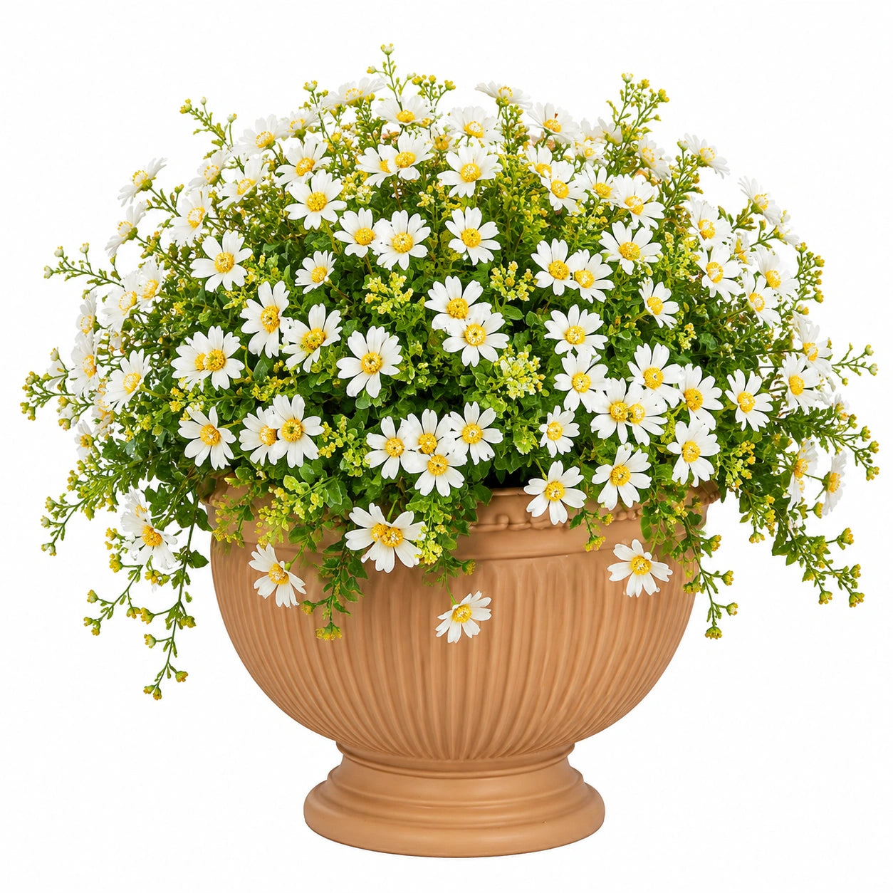 Plante artificielle en pot 55 cm fleurs blanches feuillage vert décoration intérieure
