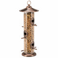Mangeoire à oiseaux suspendue Ø 16 cm x H 38 cm métal bronze et réservoir transparent