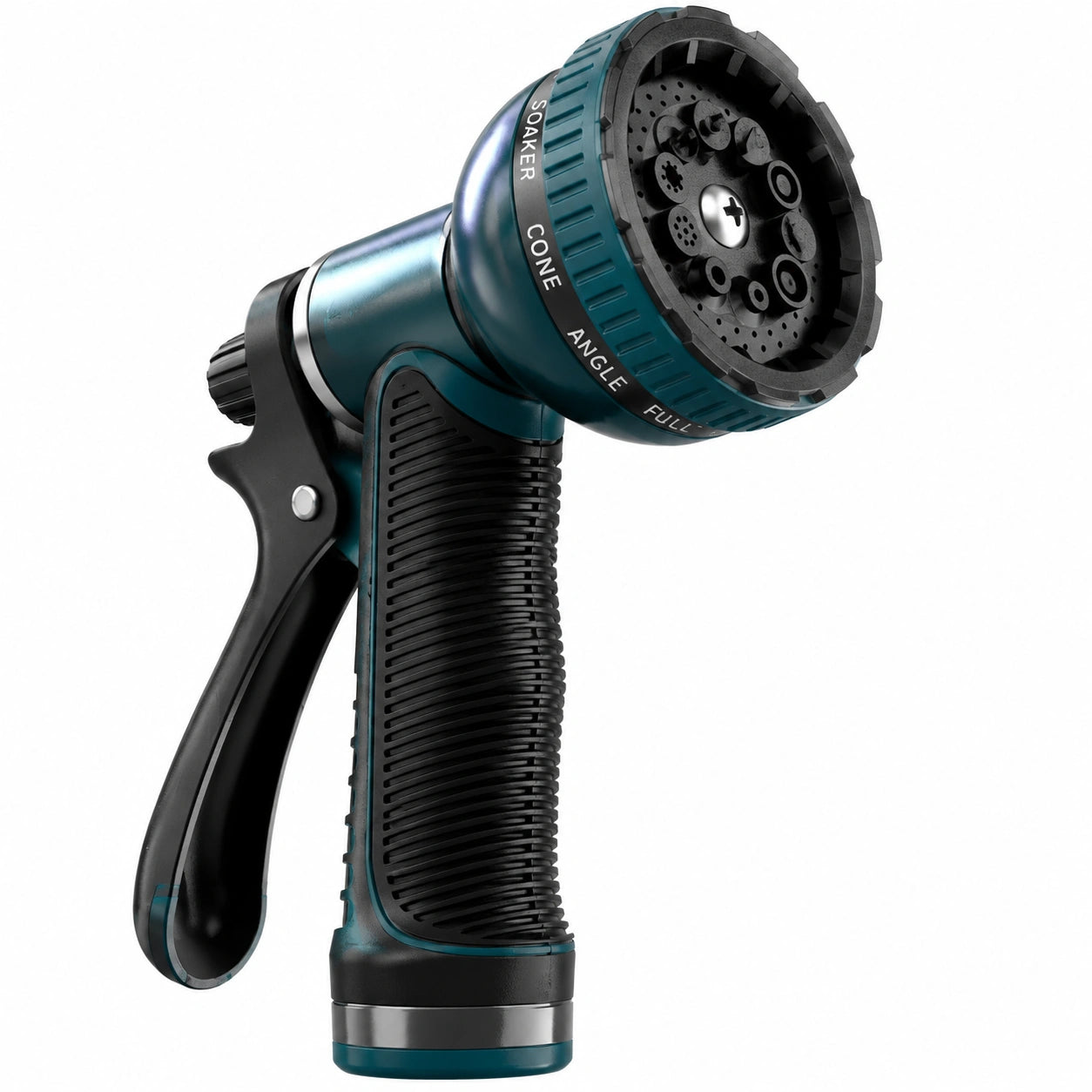 Pistolet d'arrosage 20 cm en plastique bleu foncé et noir à jet réglable
