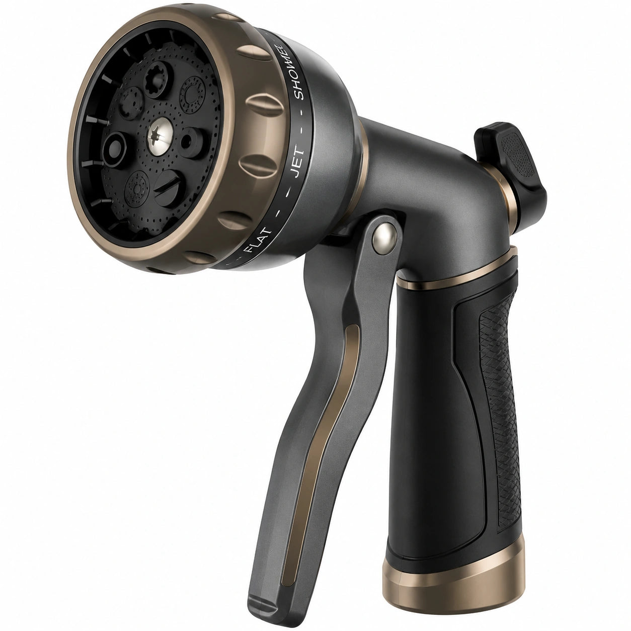 Pistolet d'arrosage 20 cm en plastique noir et bronze à jets réglables pour jardin