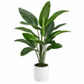 Plante verte artificielle 150 cm feuillage plastique vert en pot céramique décoration intérieure