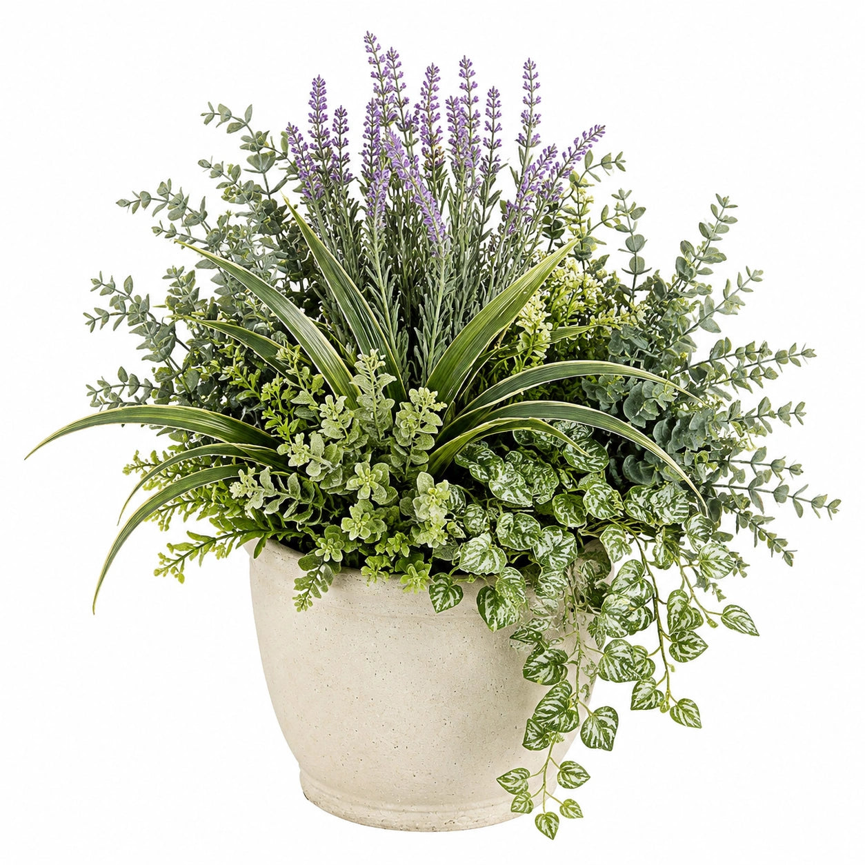 Plante artificielle en pot 65 cm plastique vert et violet décorative